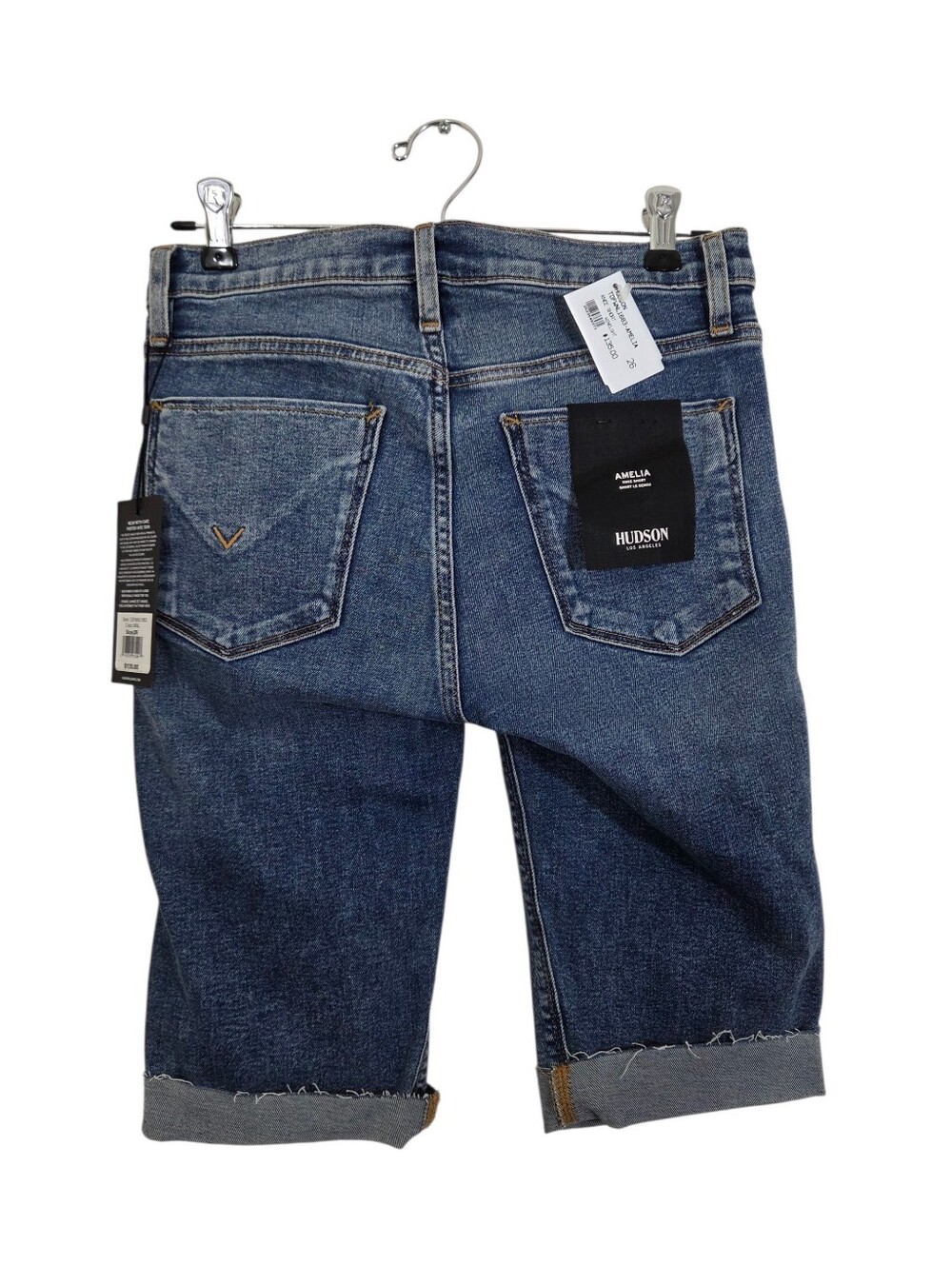 NWT Hudson Amelia Denim Bermuda Knee Shorts Winelight Size 26 Casual Retro Boho